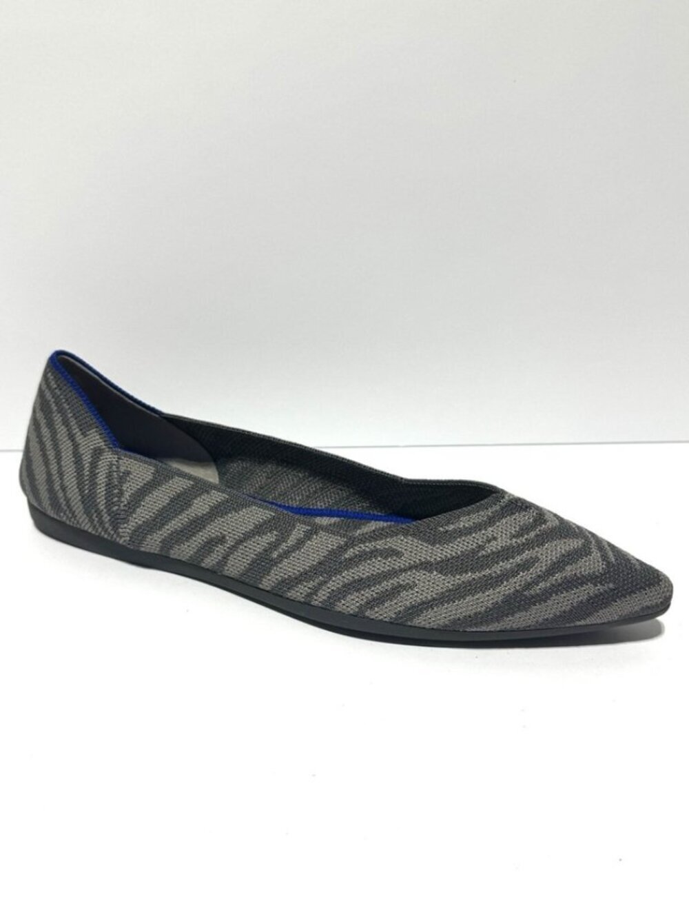 Rothys Womens The Point Flat Grey Zebra Size 9.5 M